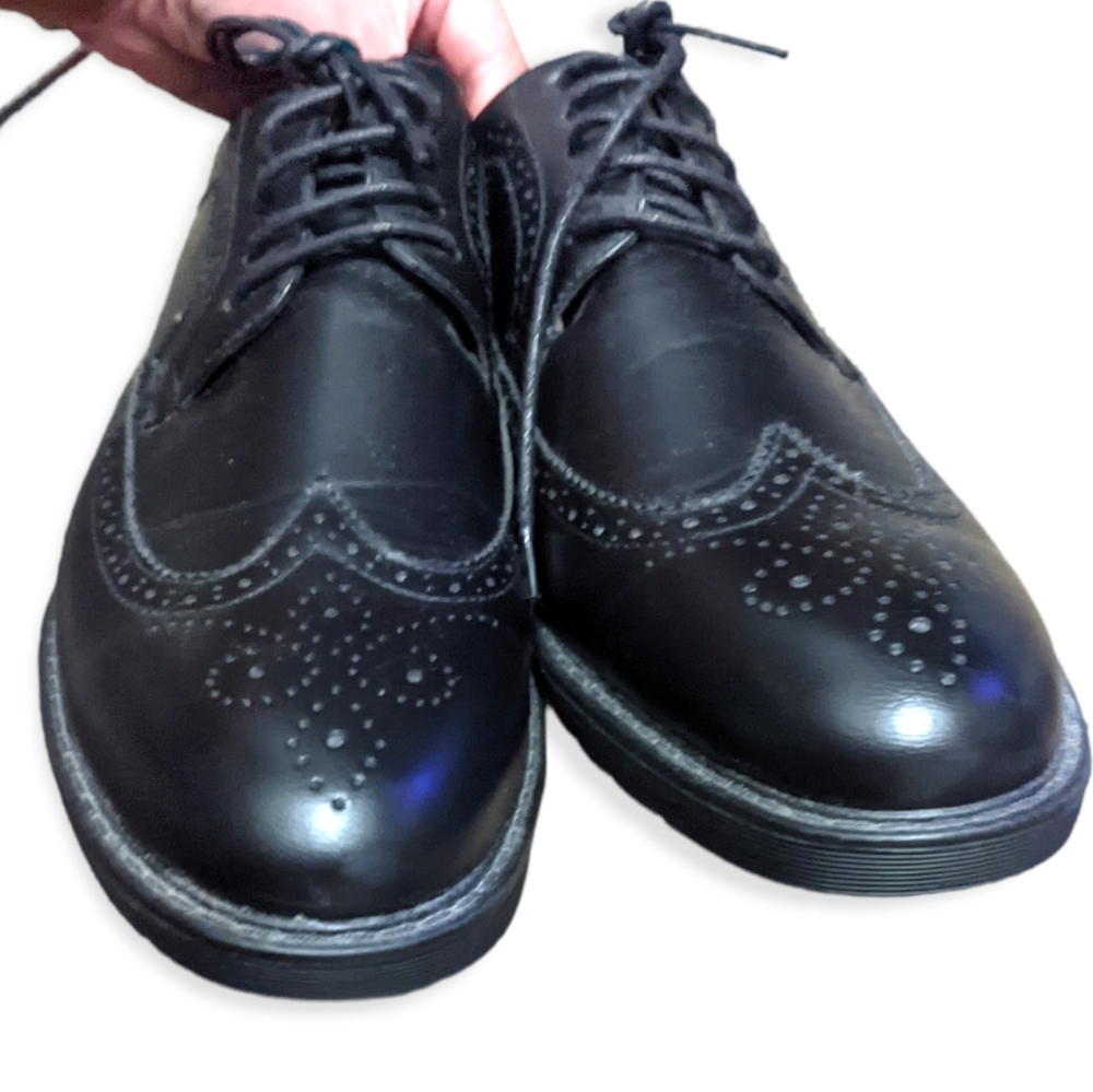 Black Faux Leather Wingtips - Picture 5 of 5